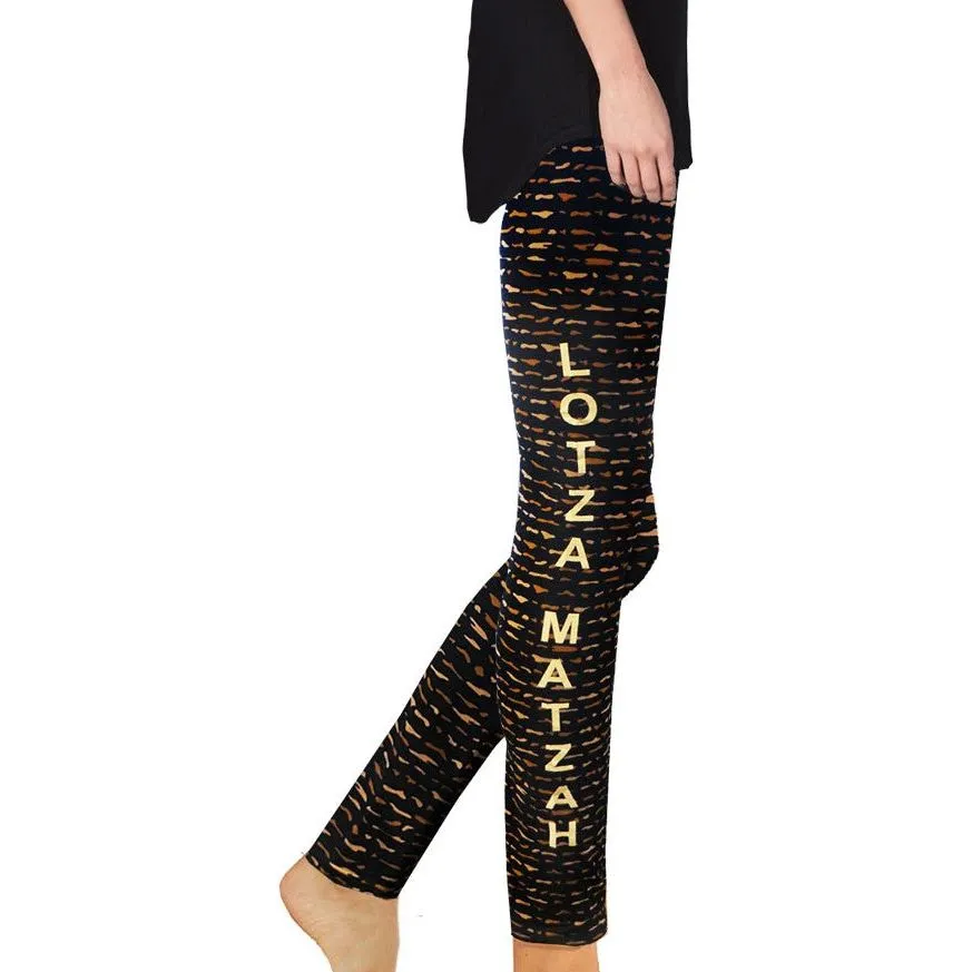 Adult Passover Leggings "Lotzah Matza"  88% Polyester / 12%Spandex