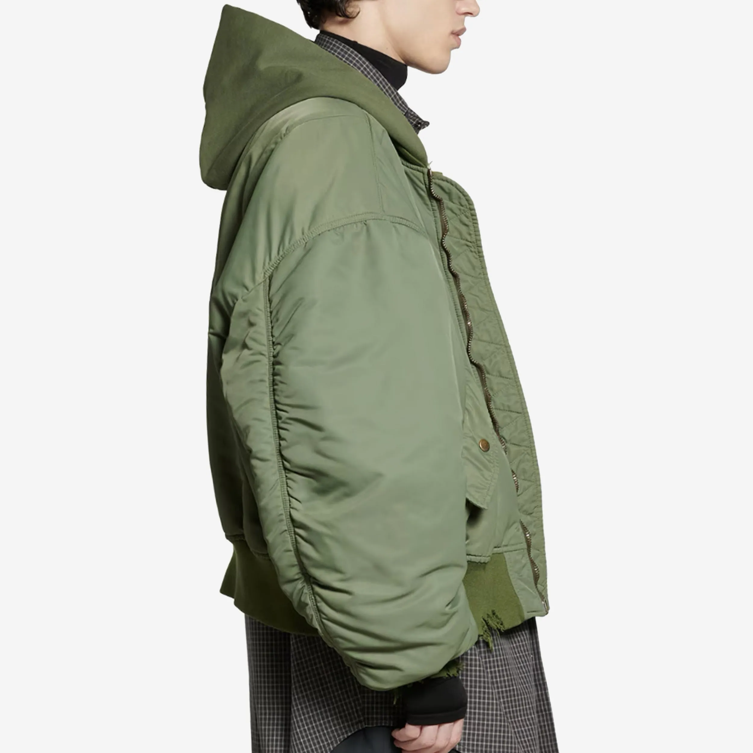 Balenciaga  Dark Green Vegetable Dyed Bomber Jacket