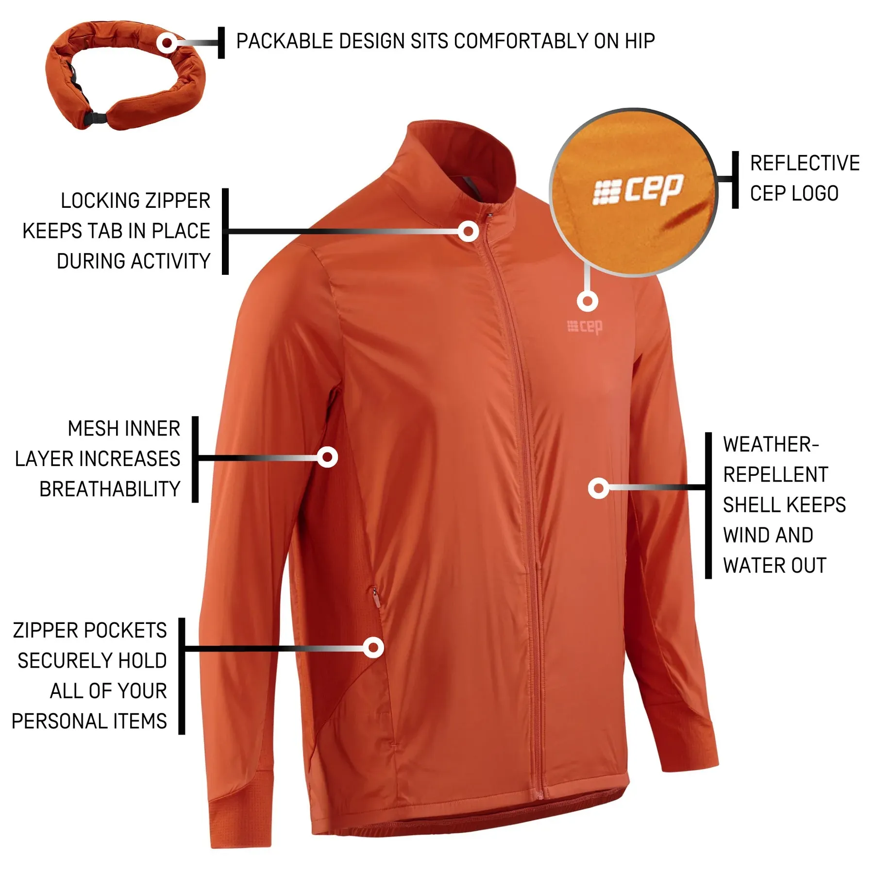 CEP | Cold Weather Windbreaker | Men's | Dark Orange