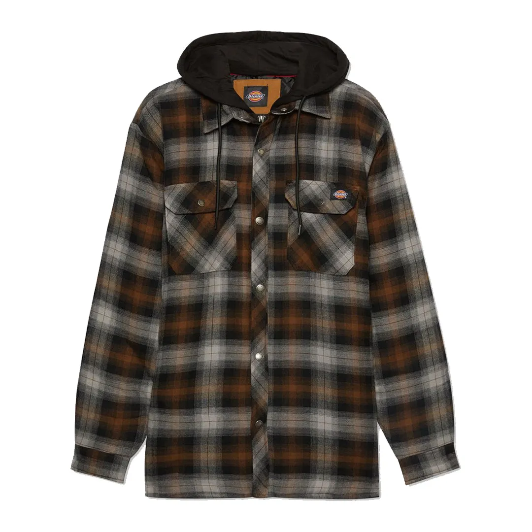 Fleece Hooded Flannel Shirt Jacket - Black/Timber by Dickies