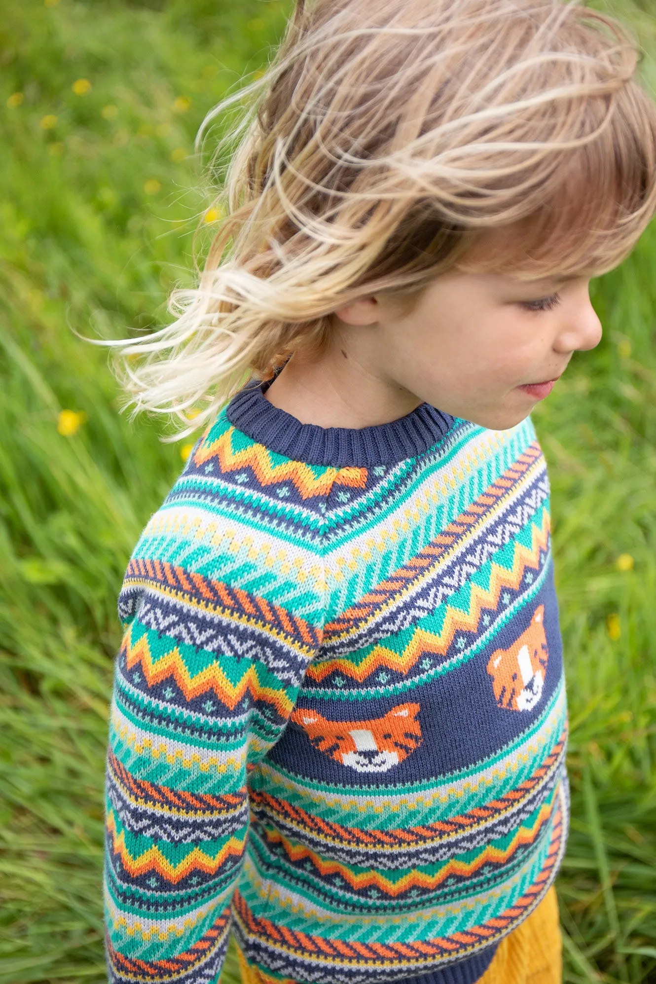 Frugi Fowey Fairisle Knitted Jumper Tiger