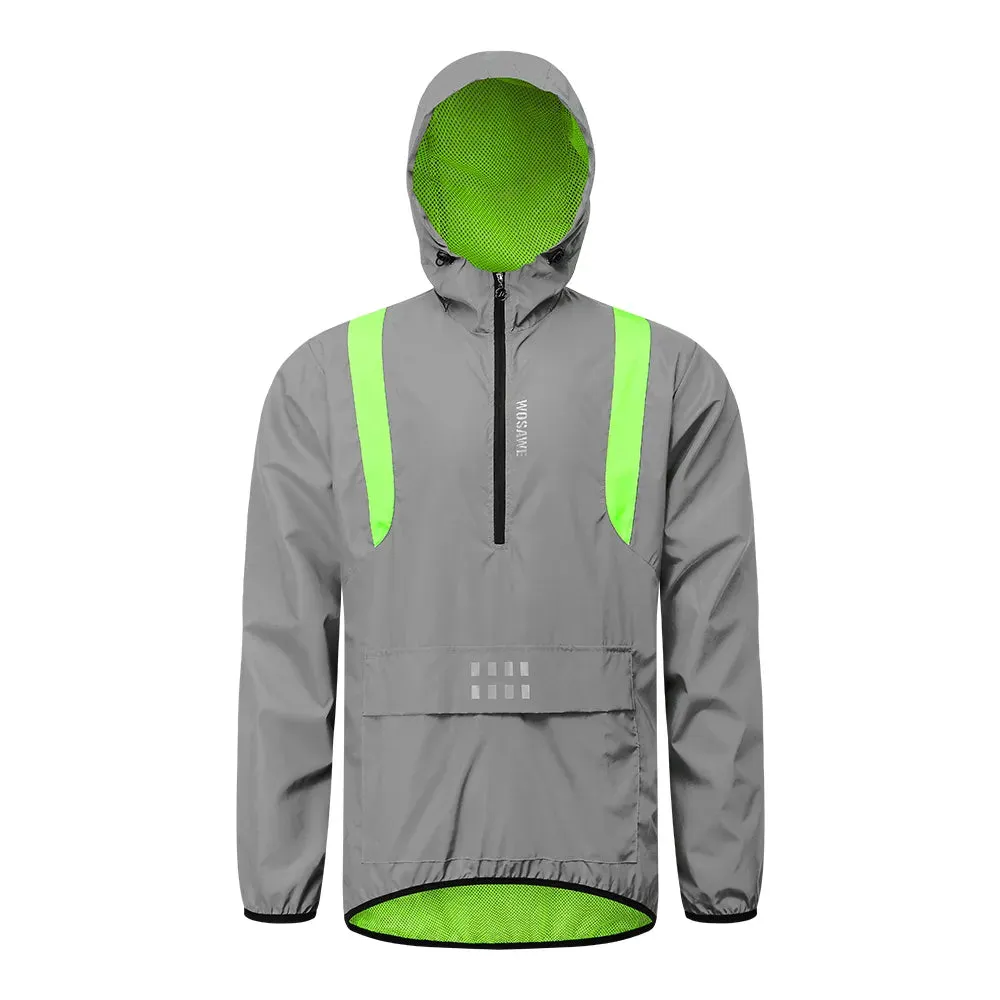 Full Reflective Cycling Jacket Hooded Windbreaker Windproof Waterproof MTB Bicycle Clothes Wind Coat Road Bike Ride Tops