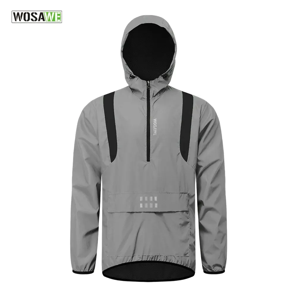 Full Reflective Cycling Jacket Hooded Windbreaker Windproof Waterproof MTB Bicycle Clothes Wind Coat Road Bike Ride Tops