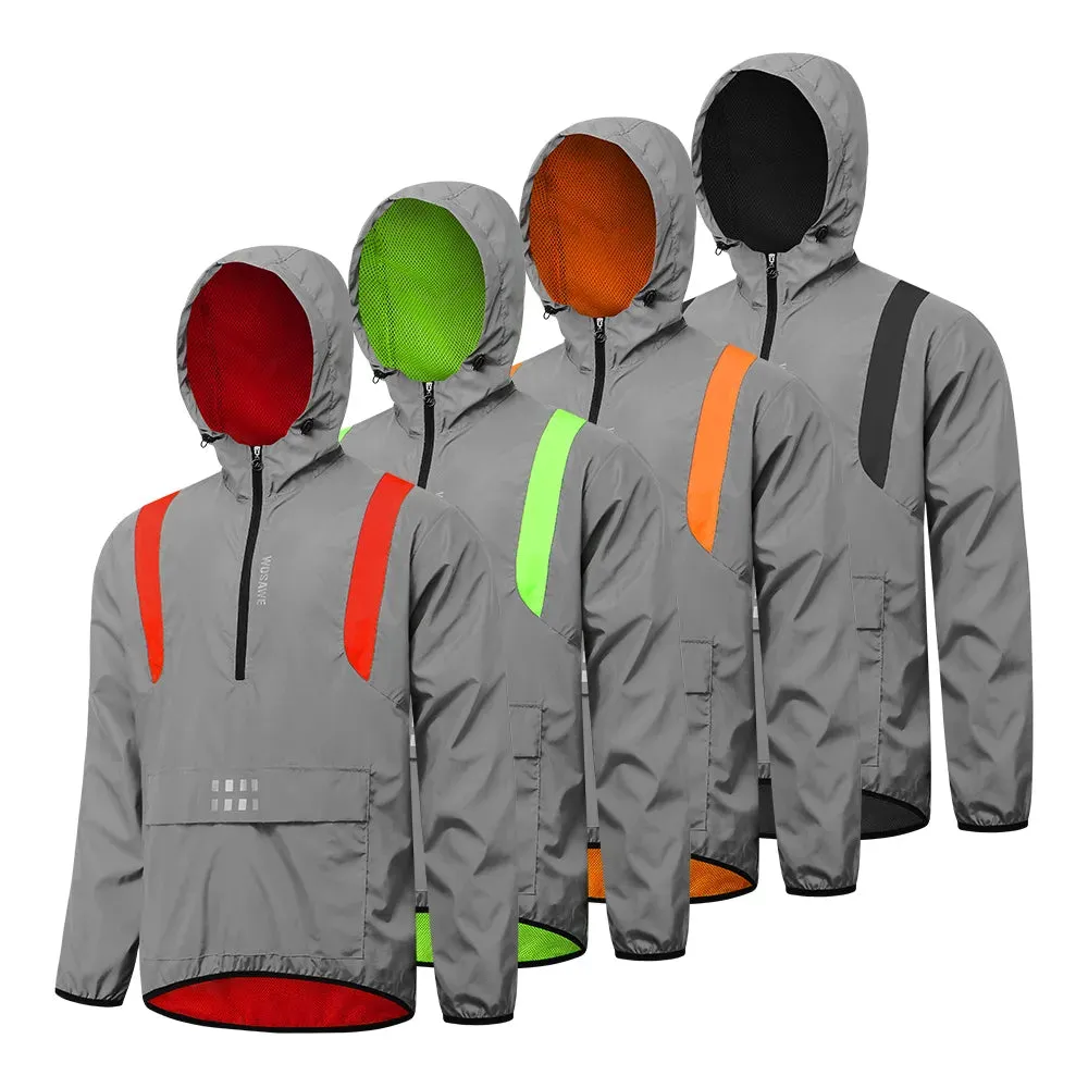 Full Reflective Cycling Jacket Hooded Windbreaker Windproof Waterproof MTB Bicycle Clothes Wind Coat Road Bike Ride Tops