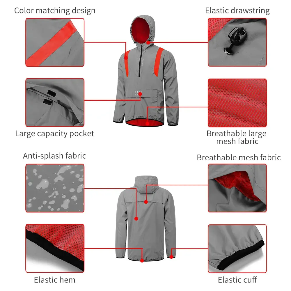 Full Reflective Cycling Jacket Hooded Windbreaker Windproof Waterproof MTB Bicycle Clothes Wind Coat Road Bike Ride Tops