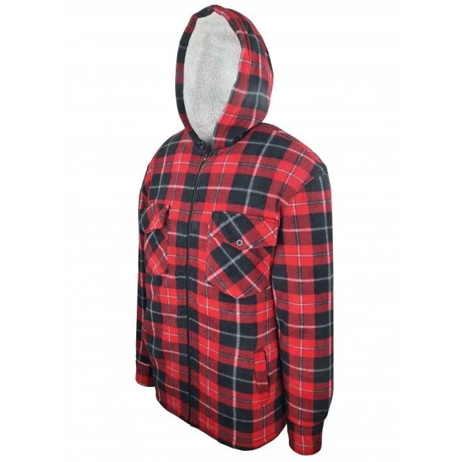 Hazy Blue Kids Sherpa Fleece Lined Checked Hooded Shirt - Robbo