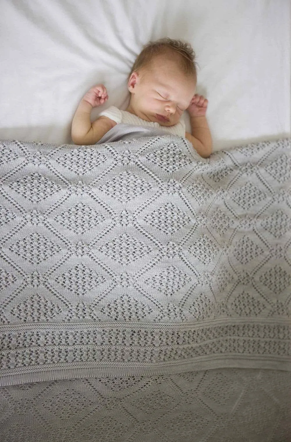 Heirloom Merino Baby Blanket Geometric Pattern - Mid Grey