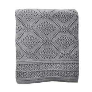 Heirloom Merino Baby Blanket Geometric Pattern - Mid Grey