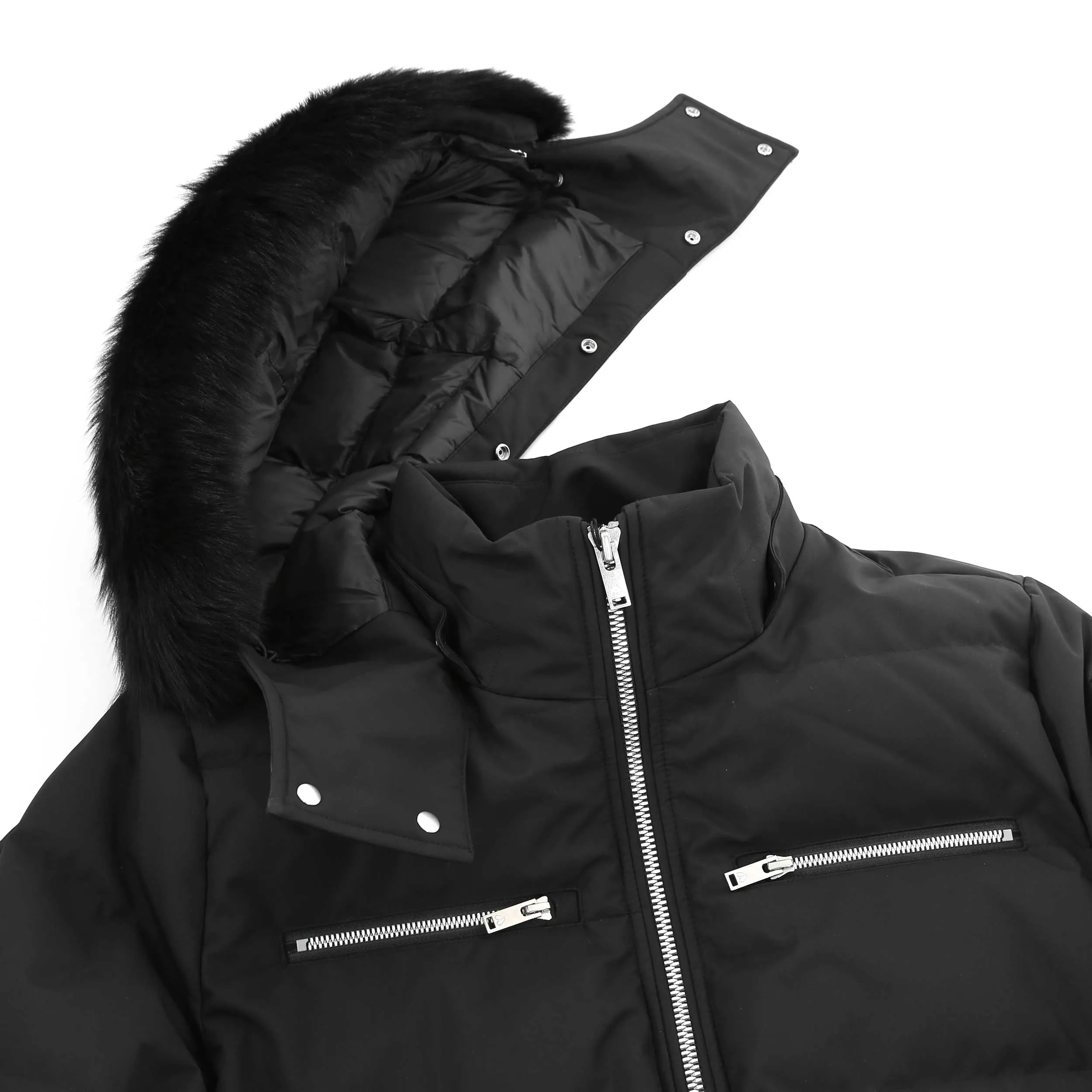 Moose Knuckles Cloud Bomber Neoshear Jacket in Black & Black Fur