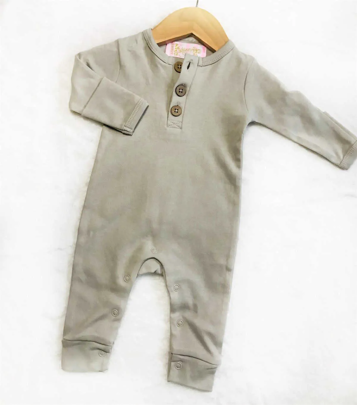 Organic Cotton Button Rompers - Sand, & Desert Sand Romper