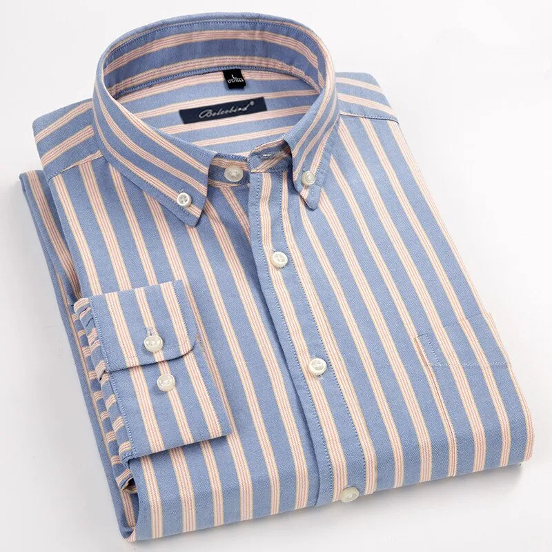 Plus Size Spring Men's Pure Cotton Shirt - Plaid