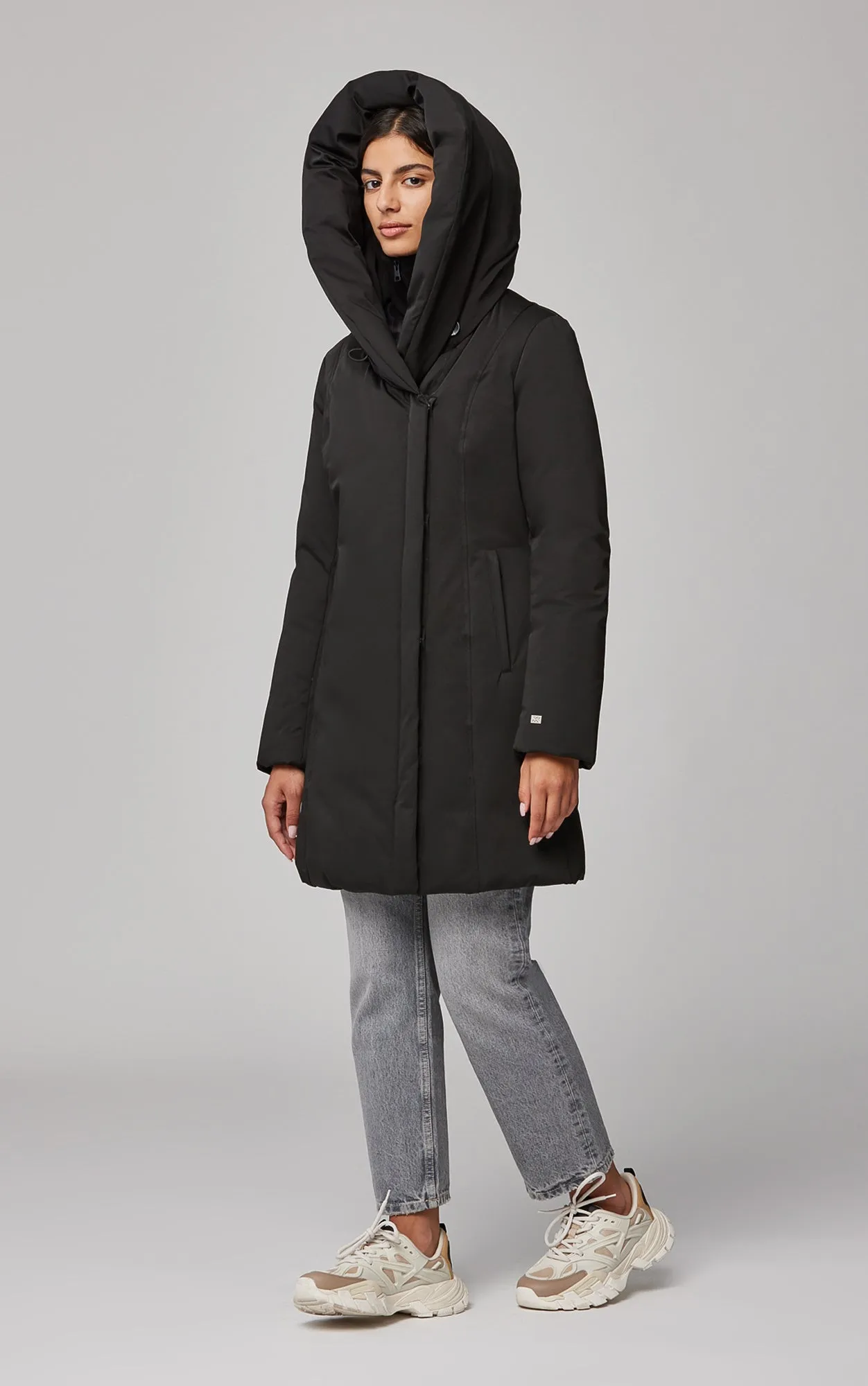 SOIA&KYO CAMELIA-C - Slim-Fit Classic Down Coat With Puffer Bib & Hood