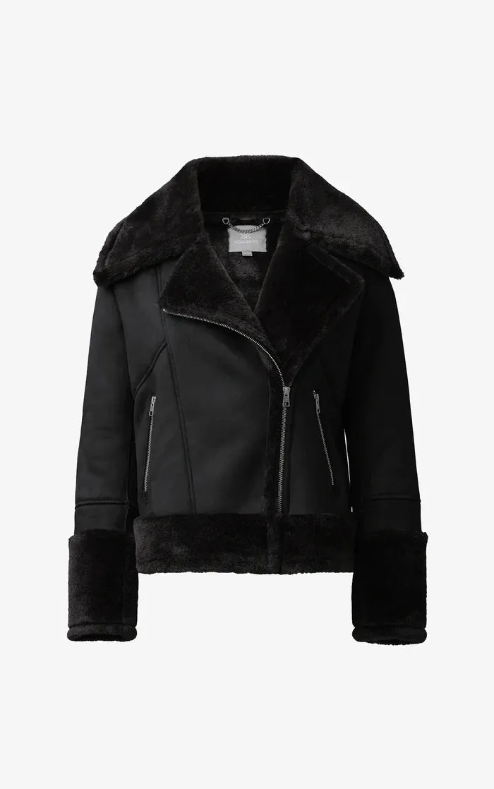 SOIA&KYO PHOEBE - Relaxed-Fit Luxe Faux Sherpa Biker Jacket